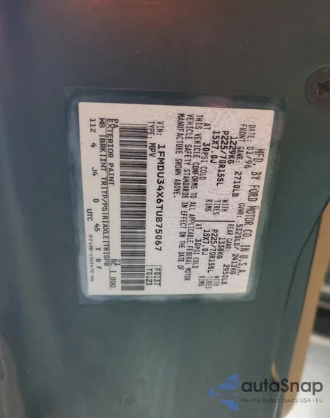 1996 Ford Explorer from USA, damaged, VIN 1FMDU34X6TUB75067